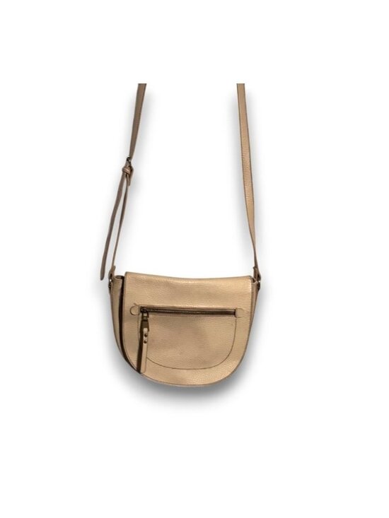 Jaclyn Smith Handbags - Vintage Jaclyn Smith Cream Pebbled Leather Saddle Crossbody Bag Adjustable Strap
